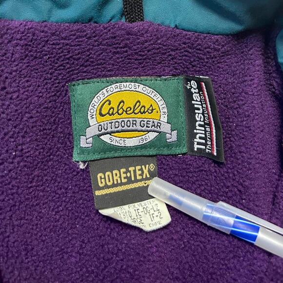 Cabela’s 80s Vintage Blue Goretex Shell Fleece Lined Bomber Jacket Large - Picture 7 of 8